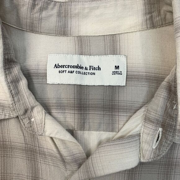 Abercrombie & Fitch Shirt Mens M Medium Plaid Cotton Blend Soft A&F Collection - Picture 4 of 11